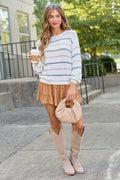 Thinking About You Multicolored Striped Crew Neck Sweater